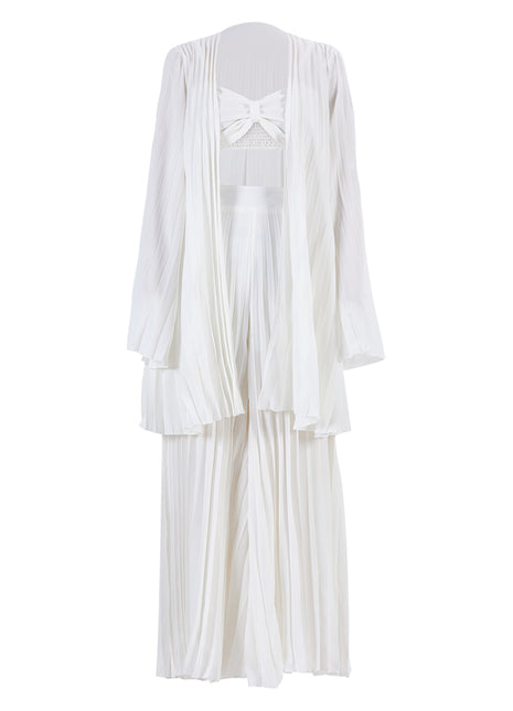 Women's White Pleated Vest Cardigan Wide-Leg Pants Set
Elegant White Three-Piece Matching Pants Suit
White Pleated Vest and Cardigan with Wide-Leg Trousers
Women's Elegant White Three-Piece Outfit
Versatile White Vest Cardigan and Wide-Leg Pants Set