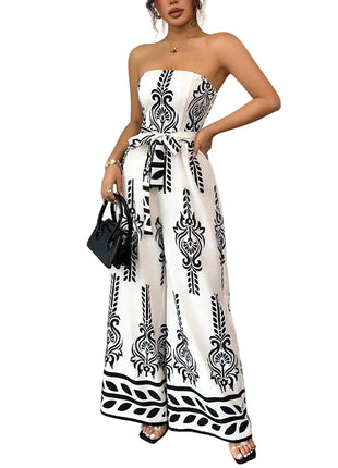 Versatile Women's Sleeveless Wide-Leg Polyester Jumpsuit