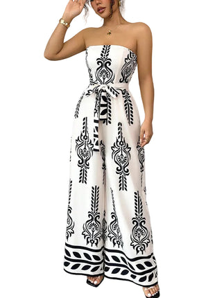 Elegant White Sleeveless Wide-Leg Women's Jumpsuit