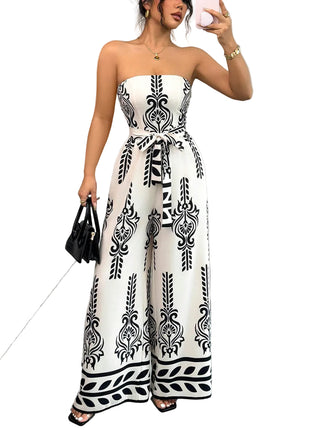 Women's Elastic Waist Wide-Leg One-Piece Outfit blndl