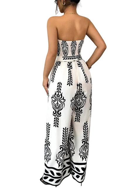 Stylish White Wide-Leg Jumpsuit for Vacation and Office Wear