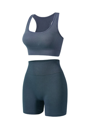 Women's Wireless Bra and Shorts Activewear Set blue blndl
