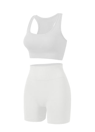 Women's Wireless Bra and Shorts Activewear Set white blndl