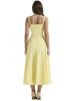 Versatile Yellow A-Line Yellow Maxi Dress BLNDL
