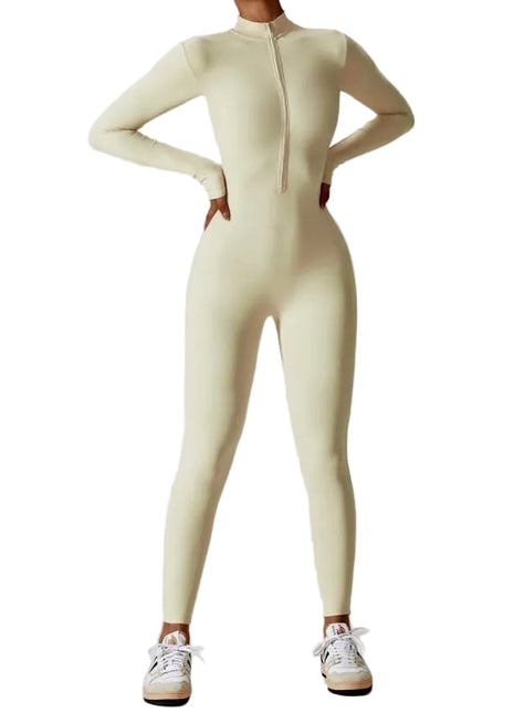 Women's Zipper Long Sleeve Yoga Jumpsuit
