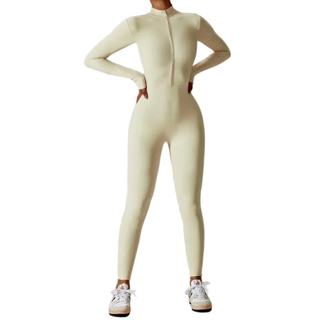 Women's Zipper Long Sleeve Yoga Jumpsuit