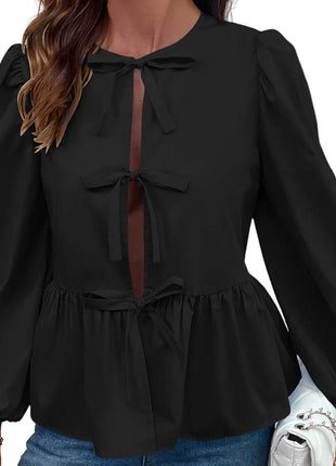 Women's casual cardigan shirt with buckle-inspired detailing, printed design, and loose fit, perfect for commuting and weekend wear.