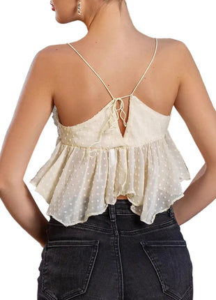 Women's elegant floral camisole featuring a backless silhouette, perfect for vacations, parties, and summer occasions.
