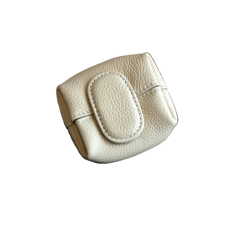 Women's genuine cowhide coin purse and key case featuring soft leather and stitched details.