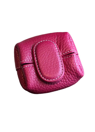 Women's genuine cowhide coin purse and key case featuring soft leather and stitched details rose 