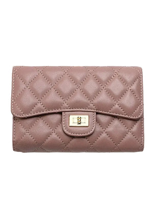 Women's genuine leather purse with soft sheepskin finish and modern rhombus design.