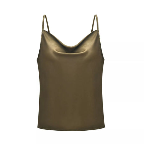 Women's casual plain camisole made from lightweight polyester with a classic sleeveless design.