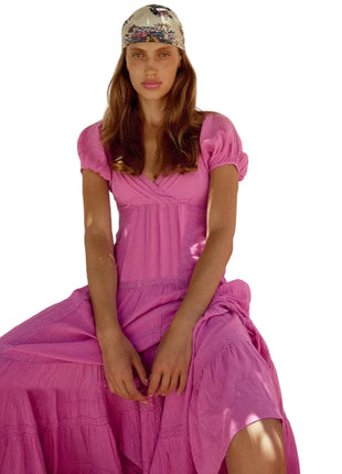 Women's lace-trimmed V-neck short-sleeve casual dress

Women's high-waist flared dress with ruffled sleeves

Off-white women's long dress with feminine lace trim

Lemon yellow V-neck dress with short ruffled sleeves

Rose red women's high-waist casual dress

Light brown lace-trimmed women's long dress

Women's solid-color flared dress styled for casual occasions