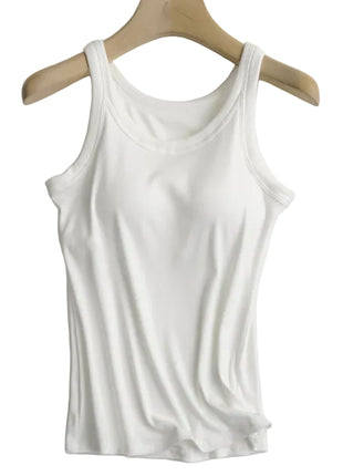 Women's modal camisole with built-in chest pads featuring a comfortable sleeveless vest design.