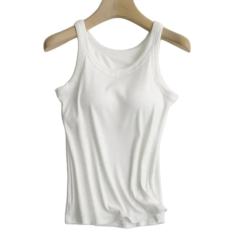 Women's modal camisole with built-in chest pads featuring a comfortable sleeveless vest design.