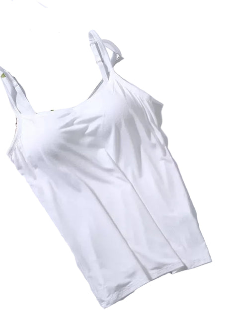 Women's modal long sling vest with a built-in bra, featuring a soft slim-fit design for everyday comfort.