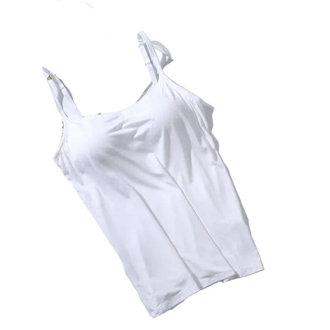 Women's modal long sling vest with a built-in bra, featuring a soft slim-fit design for everyday comfort.