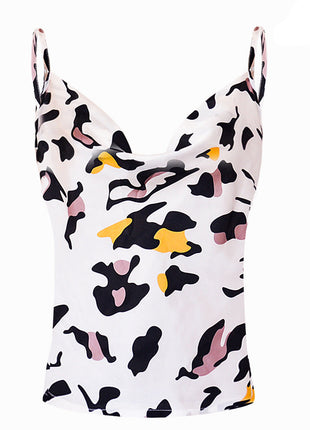 Women's patterned camisole featuring colorful prints and a lightweight sleeveless design for casual wear.