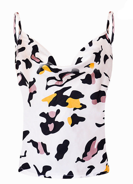 Women's patterned camisole featuring colorful prints and a lightweight sleeveless design for casual wear.