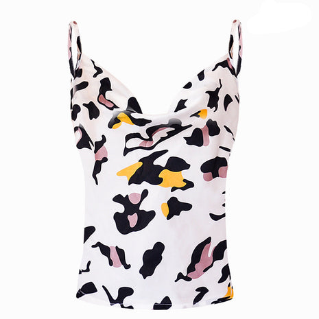 Women's patterned camisole featuring colorful prints and a lightweight sleeveless design for casual wear.