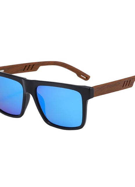 Wood Grain TR Polarized Sunglasses UV380 Box Frame Eyewear BLNDL