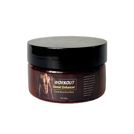 Jar labeled 'Workout Sweat Enhancer' on a white background