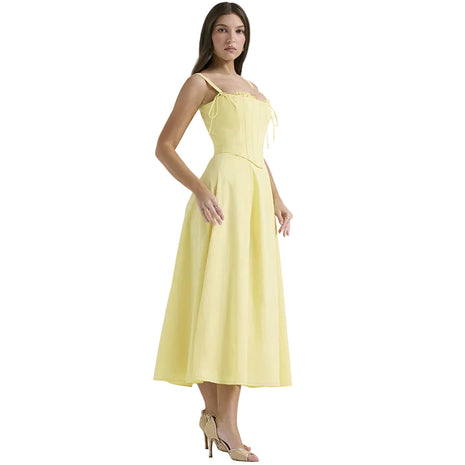 Versatile Yellow A-Line Maxi Dress