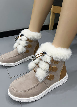 Suede Fleece Snow Plush Round Toe Versatile Boots
