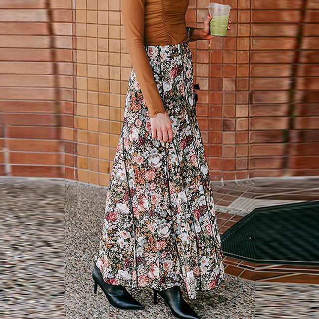 Floral Print Sheath Long Skirt