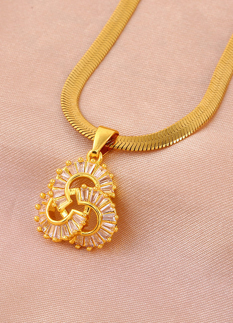 Collar de cadena de serpiente con colgante de hoja de ginkgo