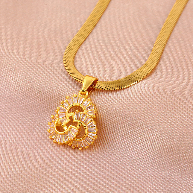 Snake Chain Ginkgo Leaf Pendant Necklace