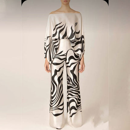 Round Neck Loose Batwing Sleeve Wide Leg Jumpsuit