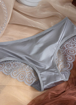 Lace Pansy Cross Strap Breathable Low Waist Briefs