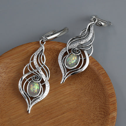 Creative Retro Metal Drop-shaped Gem Pendant Earrings