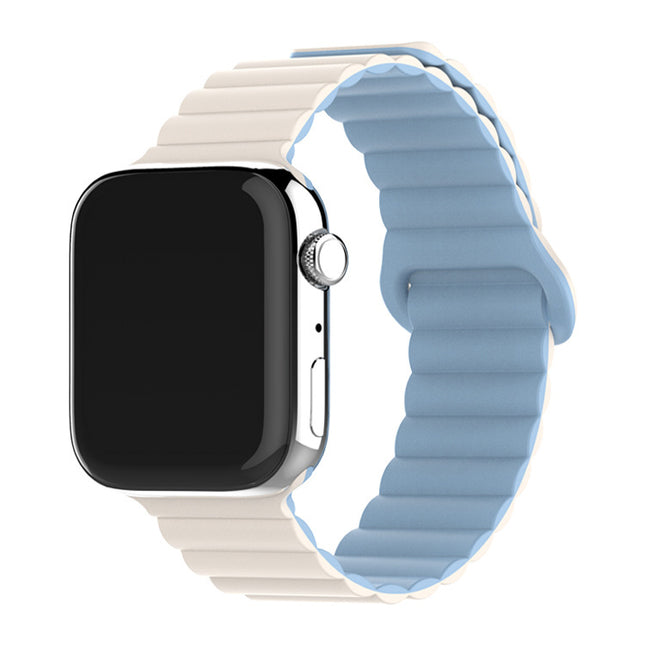 Two-color Silicone Magnetic Back Ring Buckle Band Applicable with Apple watch