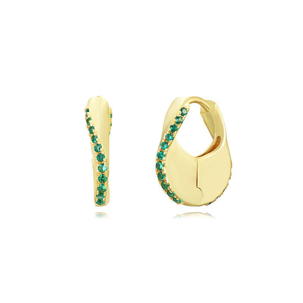 Sterling Silver Needle Street Fashion Geometry Pattern Round Rhinestone Earrings