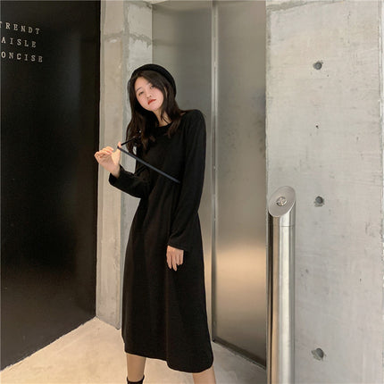 Loose-fitting Figure-flattering Long-sleeved Straight-cut Dress