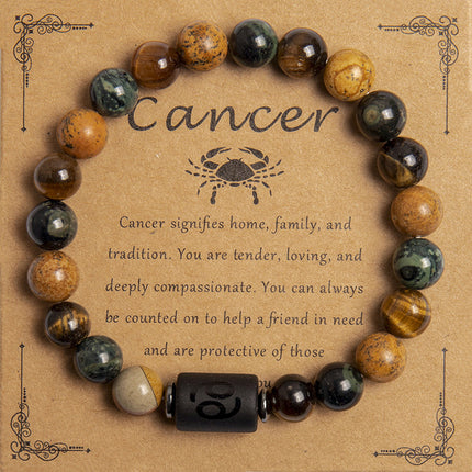Natural Tiger Eye Zodiac Beaded Bracelet