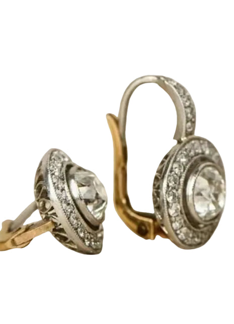Vintage Style Rhinestone Surround Round Crystal Earrings