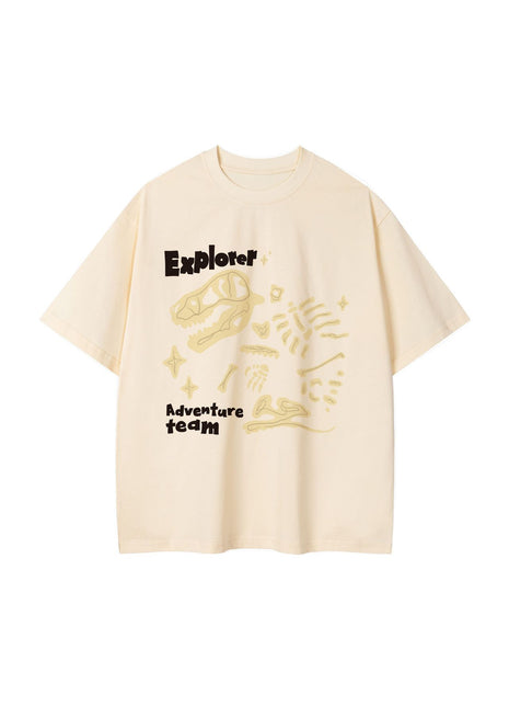 Algodón de doble hilo estampado de dinosaurios