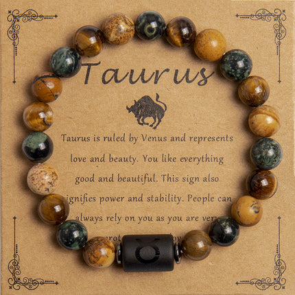 Natural Tiger Eye Zodiac Beaded Bracelet