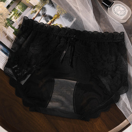 Plus Size Pure Cotton Lace Hollow Mesh 7A Antibacterial Briefs