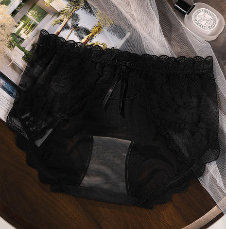 Plus Size Pure Cotton Lace Hollow Mesh 7A Antibacterial Briefs