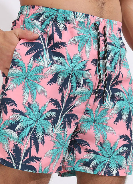 Pantalones cortos de playa rosas con diseño de flor de coco