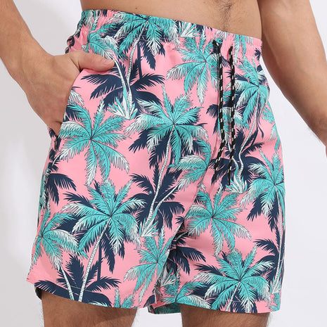 Pantalones cortos de playa rosas con diseño de flor de coco