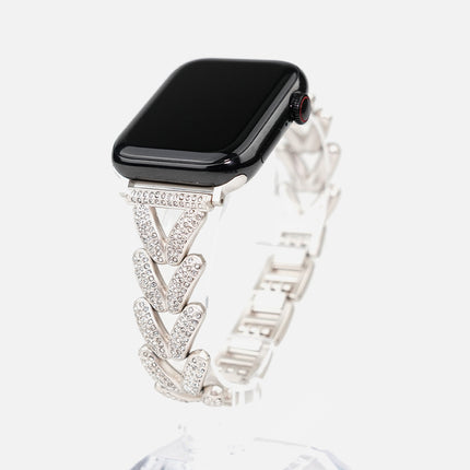 Diamond-embedded Love V-shaped Smart Watch Strap Compatible with Apple