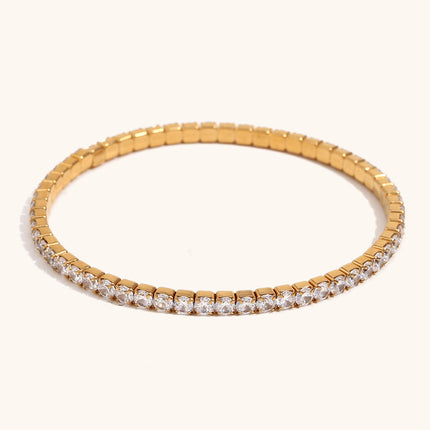 18K Gold-Plated Stainless-Steel Zircon Elastic Bracelet