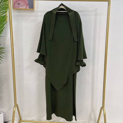 Monochrome Lantern Abaya With Headscarf