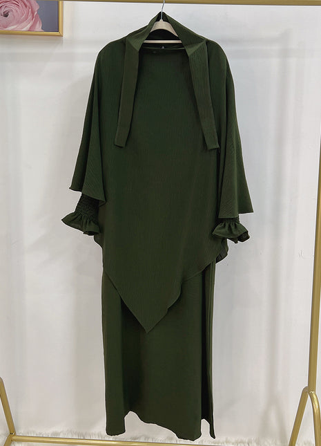 Abaya Farol Monocromo Con Pañuelo