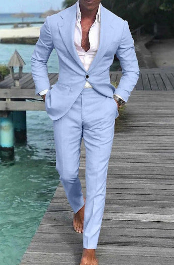 Traje de pantalón de color liso informal de moda para hombre